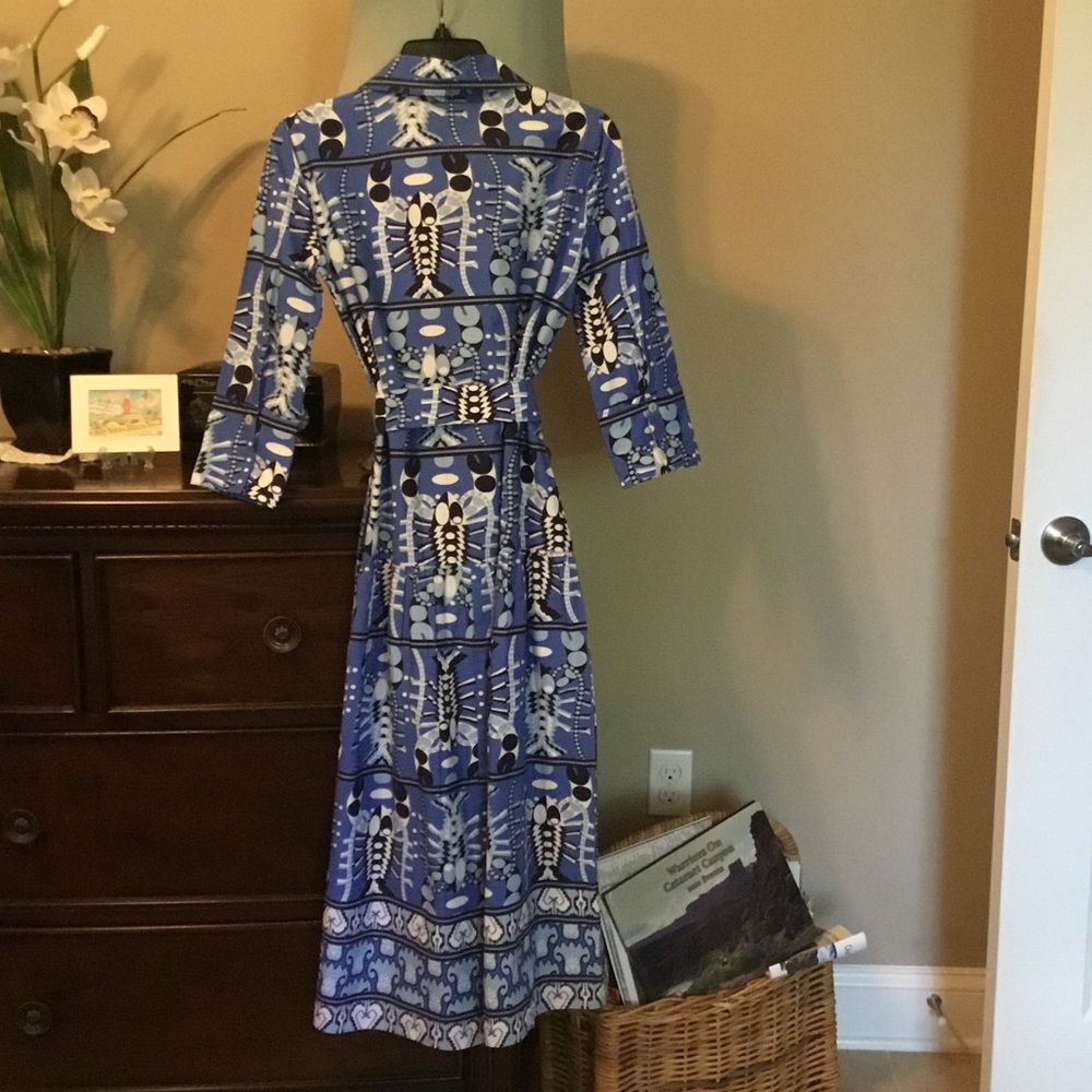 Jude Connally NWT Blue and White Long Sleeve Shirt Dress with Tie Waist - Picture 3 of 7